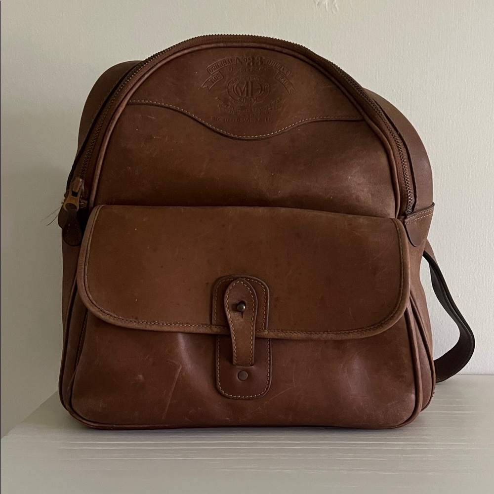 Ghurka Brown Leather Backpack with Front Flap Pocket